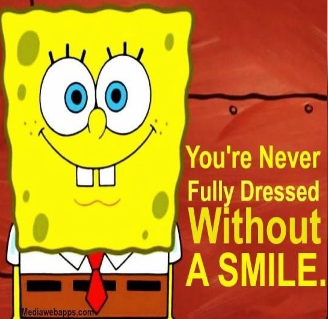 A colorful image featuring the cartoon character SpongeBob SquarePants on the left side. SpongeBob is smiling broadly, showing his two front teeth. On the right side, against a reddish-brown textured background, there is inspirational text in yellow. At the bottom left corner, there is a small website watermark.