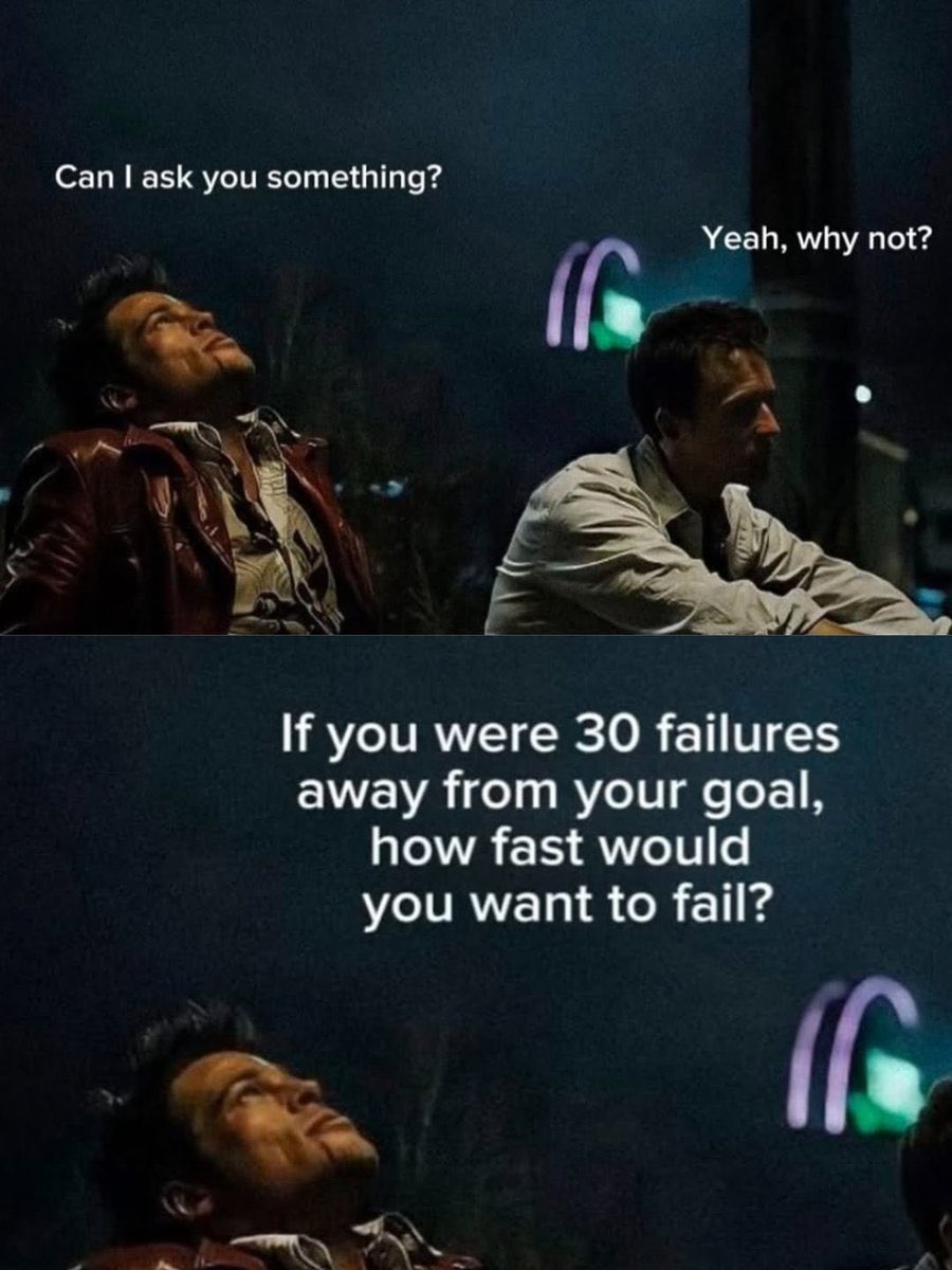 A two-panel meme featuring a scene from a movie where two men are sitting outside at night. The top panel shows a man in a red jacket looking up and asking a question, while another man in a light-colored shirt looks toward him. The bottom panel repeats the image of the man in the red jacket with a motivational/philosophical question overlaid in white text.