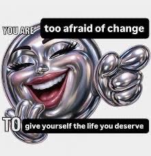 A black and white image featuring a highly detailed, expressive emoji-style face with large, squinting eyes and a wide, laughing mouth. The face is set against a white background. Superimposed on the image is bold, black text on a white background at the top and bottom.