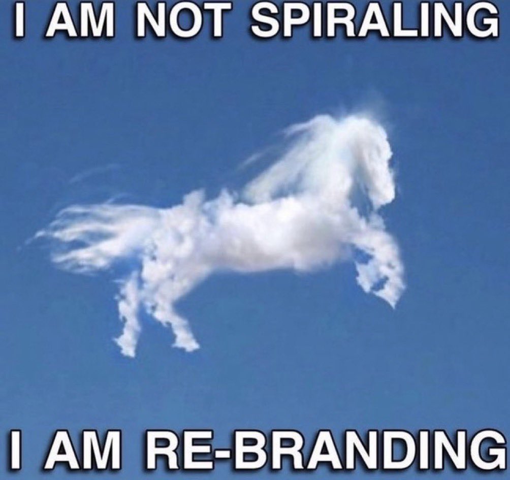A meme featuring a cloud shaped like a galloping horse against a clear blue sky. The image includes white text with a black outline at the top and bottom.