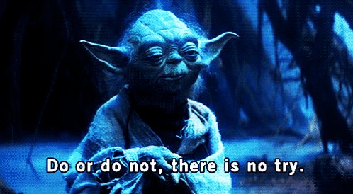 A close-up shot of the character Yoda from Star Wars, looking slightly to the side with a wise expression. The background is dark and blurry, suggesting a forest or cave setting.